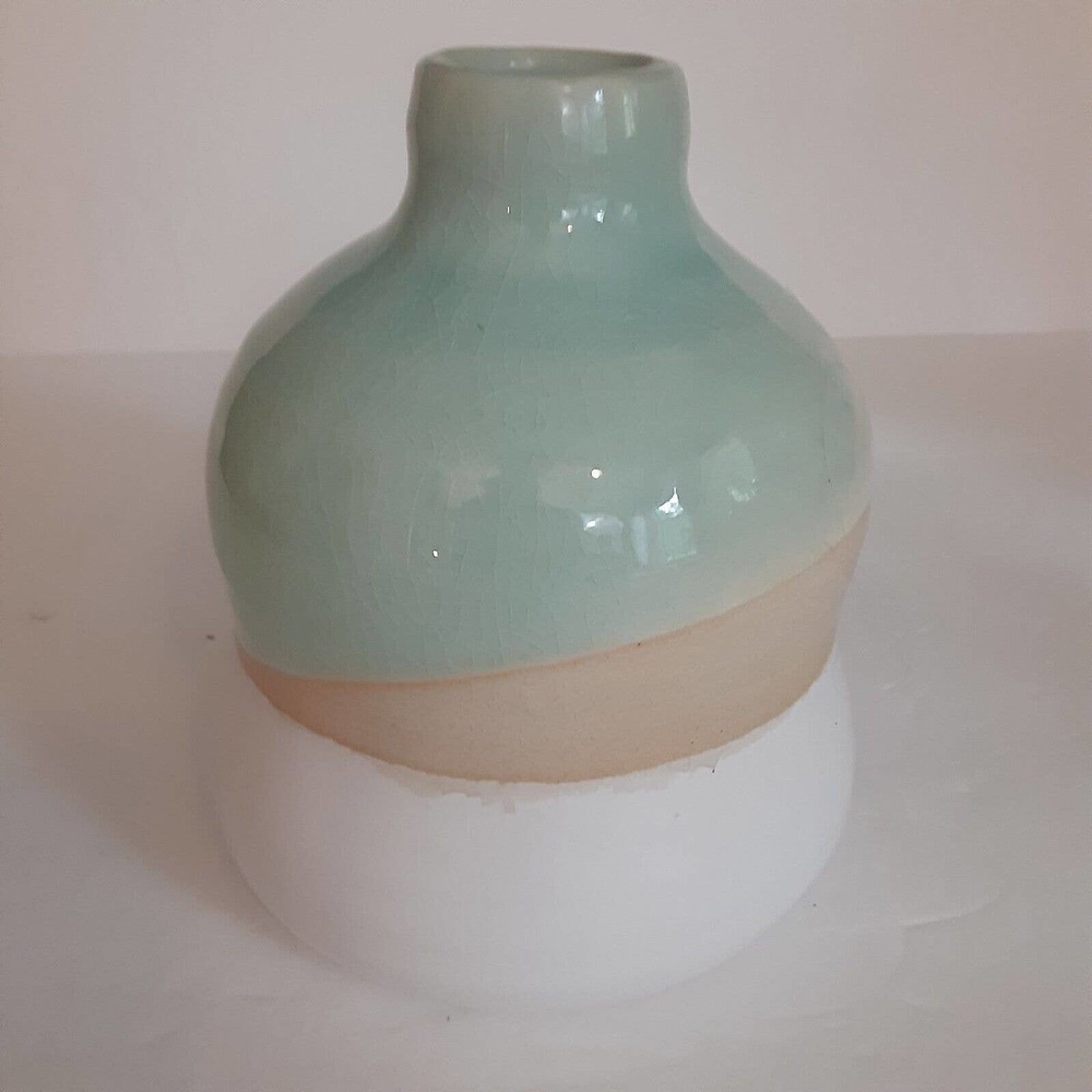 Apropos Pottery Vase Crackle Effect Seaside Modern 6"